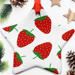 Seamless Pattern Fresh Strawberry Star Ornament (two Sides) by Wegoenart