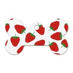 Seamless Pattern Fresh Strawberry Dog Tag Bone (one Side) by Wegoenart