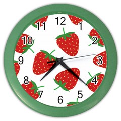 Seamless Pattern Fresh Strawberry Color Wall Clock by Wegoenart