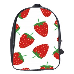 Seamless Pattern Fresh Strawberry School Bag (large) by Wegoenart