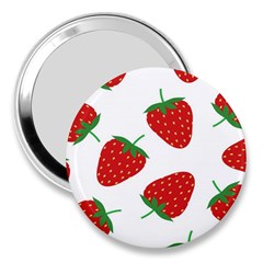 Seamless Pattern Fresh Strawberry 3  Handbag Mirrors by Wegoenart