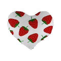 Seamless Pattern Fresh Strawberry Standard 16  Premium Heart Shape Cushions by Wegoenart