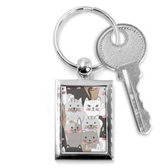 Cute Cats Seamless Pattern Key Chain (rectangle) by Wegoenart