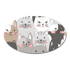 Cute Cats Seamless Pattern Oval Magnet by Wegoenart