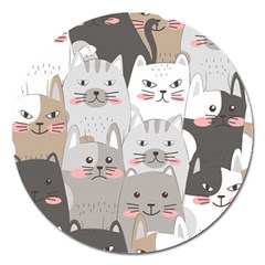 Cute Cats Seamless Pattern Magnet 5  (round) by Wegoenart