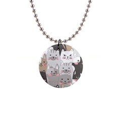 Cute Cats Seamless Pattern 1  Button Necklace by Wegoenart