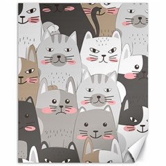 Cute Cats Seamless Pattern Canvas 11  X 14  by Wegoenart