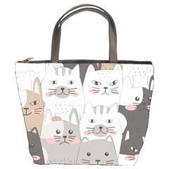 Cute Cats Seamless Pattern Bucket Bag by Wegoenart