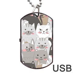 Cute Cats Seamless Pattern Dog Tag Usb Flash (two Sides) by Wegoenart