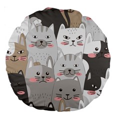 Cute Cats Seamless Pattern Large 18  Premium Round Cushions by Wegoenart