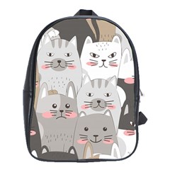 Cute Cats Seamless Pattern School Bag (xl) by Wegoenart