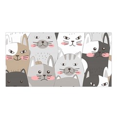 Cute Cats Seamless Pattern Satin Shawl by Wegoenart