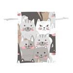 Cute Cats Seamless Pattern Lightweight Drawstring Pouch (M) Front