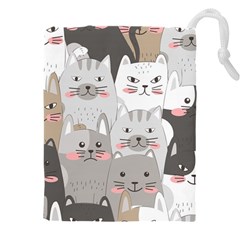 Cute Cats Seamless Pattern Drawstring Pouch (4xl) by Wegoenart