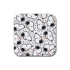 Dog Pattern Rubber Coaster (square)  by Wegoenart