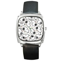 Dog Pattern Square Metal Watch by Wegoenart