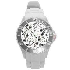 Dog Pattern Round Plastic Sport Watch (l) by Wegoenart