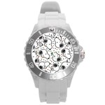 Dog Pattern Round Plastic Sport Watch (L) Front