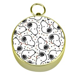 Dog Pattern Gold Compasses