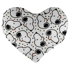 Dog Pattern Large 19  Premium Flano Heart Shape Cushions by Wegoenart