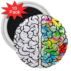 Brain Mind Psychology Idea Drawing 3  Magnets (10 Pack)  by Wegoenart