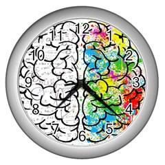 Brain Mind Psychology Idea Drawing Wall Clock (silver) by Wegoenart