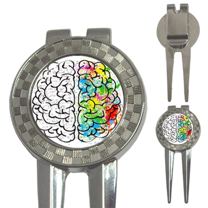 Brain Mind Psychology Idea Drawing 3-in-1 Golf Divots