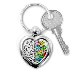 Brain Mind Psychology Idea Drawing Key Chain (heart) by Wegoenart