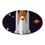 Rocket Space Universe Spaceship Oval Magnet Front