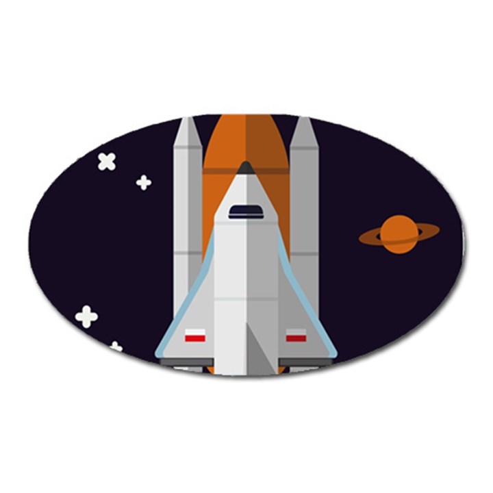 Rocket Space Universe Spaceship Oval Magnet