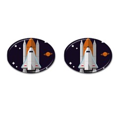 Rocket Space Universe Spaceship Cufflinks (oval) by Wegoenart