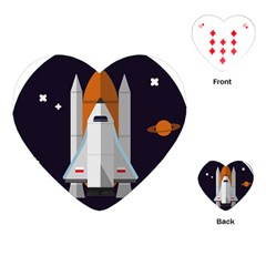 Rocket Space Universe Spaceship Playing Cards Single Design (heart) by Wegoenart