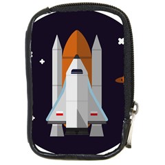 Rocket Space Universe Spaceship Compact Camera Leather Case by Wegoenart