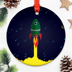 Rocket Halftone Astrology Astronaut Ornament (round) by Wegoenart