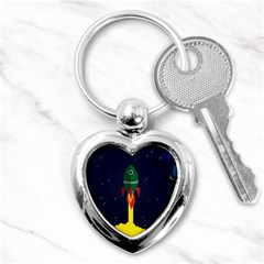 Rocket Halftone Astrology Astronaut Key Chain (heart) by Wegoenart