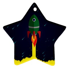 Rocket Halftone Astrology Astronaut Star Ornament (two Sides) by Wegoenart