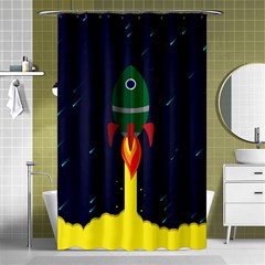 Rocket Halftone Astrology Astronaut Shower Curtain 48  X 72  (small)  by Wegoenart