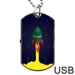 Rocket Halftone Astrology Astronaut Dog Tag USB Flash (One Side) Front