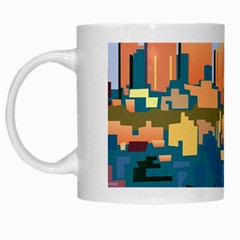 City Buildings Urban Dawn White Mugs by Wegoenart