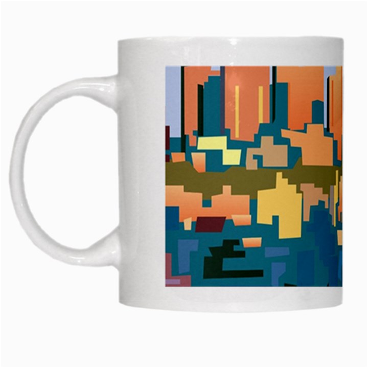 City Buildings Urban Dawn White Mugs