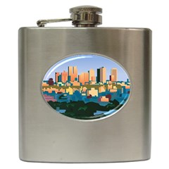 City Buildings Urban Dawn Hip Flask (6 Oz) by Wegoenart