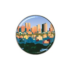 City Buildings Urban Dawn Hat Clip Ball Marker by Wegoenart