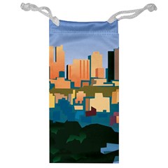 City Buildings Urban Dawn Jewelry Bag by Wegoenart