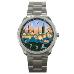 City Buildings Urban Dawn Sport Metal Watch by Wegoenart