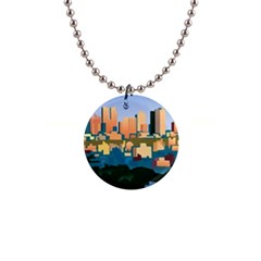 City Buildings Urban Dawn 1  Button Necklace by Wegoenart