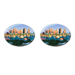 City Buildings Urban Dawn Cufflinks (oval)