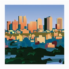 City Buildings Urban Dawn Medium Glasses Cloth (2 Sides) by Wegoenart