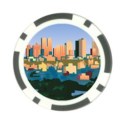 City Buildings Urban Dawn Poker Chip Card Guard by Wegoenart