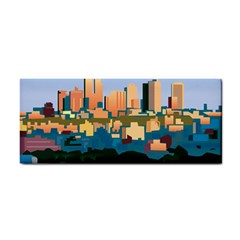 City Buildings Urban Dawn Hand Towel by Wegoenart