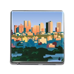 City Buildings Urban Dawn Memory Card Reader (square 5 Slot) by Wegoenart